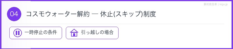 コスモウォーター休止制度セクション