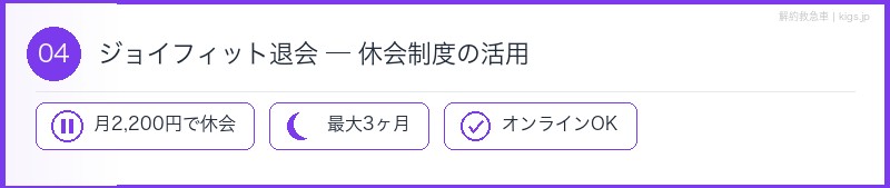 ジョイフィット休会制度