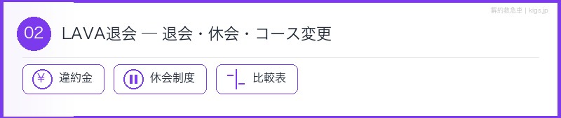 LAVA退会・休会・コース変更の比較
