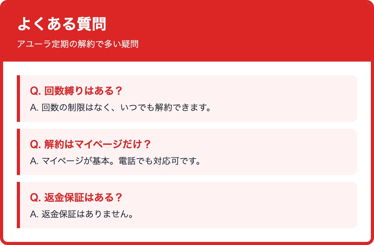 アユーラ定期の解約に関するよくある質問
