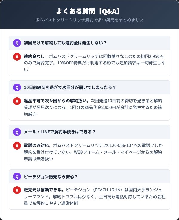 ボムバストクリームリッチに関するよくある質問