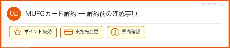 MUFGカード解約前確認セクション