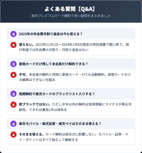 楽天プレミアムカード解約に関するよくある質問