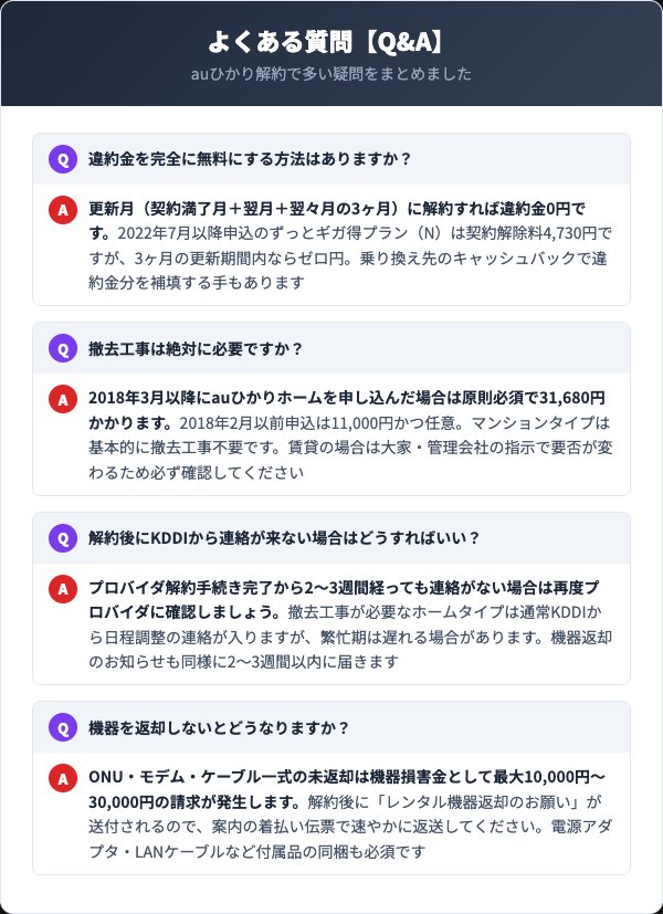 auひかり解約に関するよくある質問【Q&A】