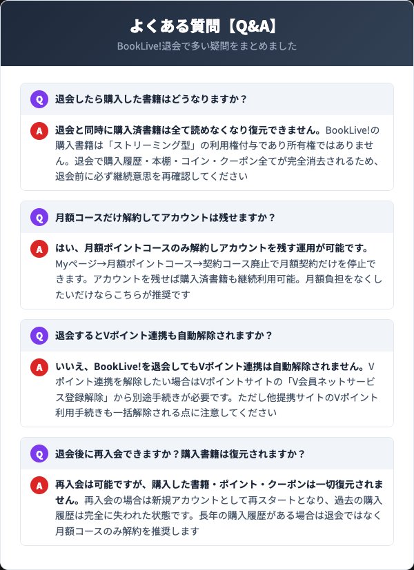 BookLive!退会に関するよくある質問【Q&A】
