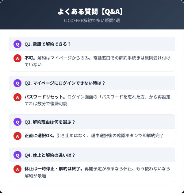 C COFFEE解約のよくある質問