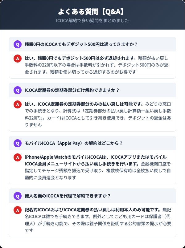 ICOCA解約のよくある質問