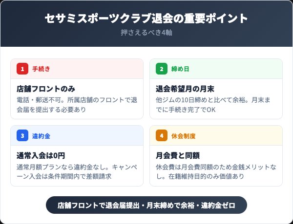 セサミスポーツクラブ退会の重要ポイント4選