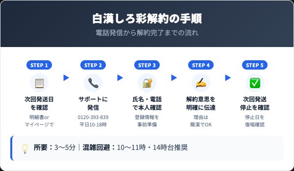 白漢しろ彩解約5ステップ手順フロー