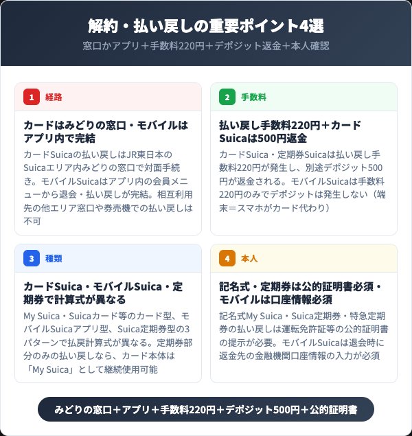 Suica・モバイルSuica解約・払い戻しの重要ポイント4選