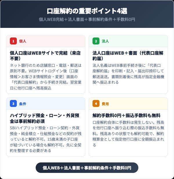 住信SBIネット銀行 口座解約の重要ポイント4選