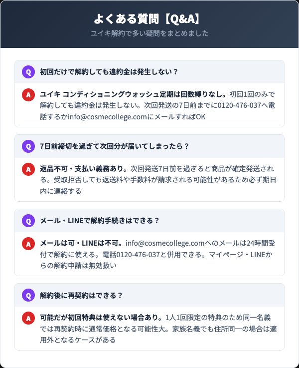 ユイキ コンディショニングウォッシュに関するよくある質問