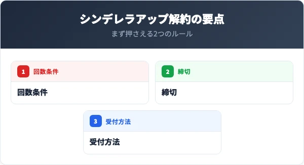 シンデレラアップ解約の結論と要点