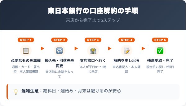 東日本銀行の口座解約の手順5ステップ