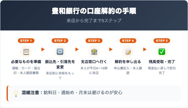 豊和銀行の口座解約の手順5ステップ