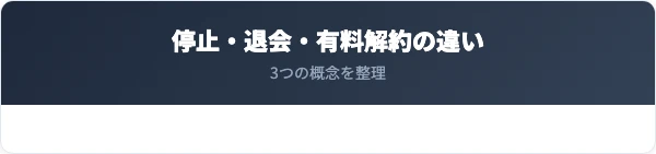 サービス停止と退会と有料解約の違い比較