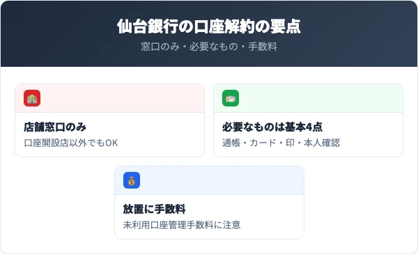 仙台銀行の口座解約の要点