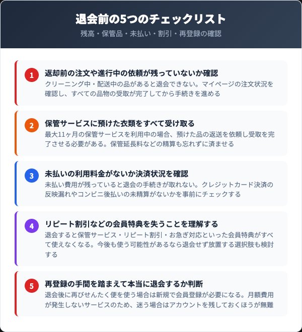 せんたく便の退会前に確認すべき5つの注意点