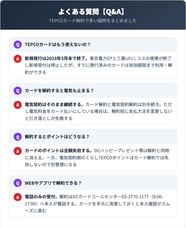 TEPCOカード解約のよくある質問