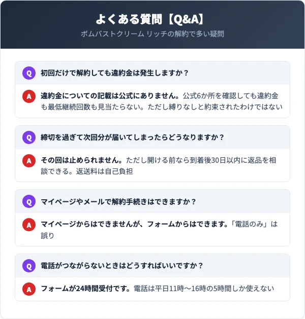 ボムバストクリームリッチに関するよくある質問