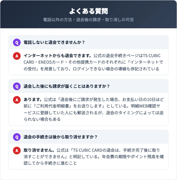 トヨタカード退会のよくある質問をまとめた図