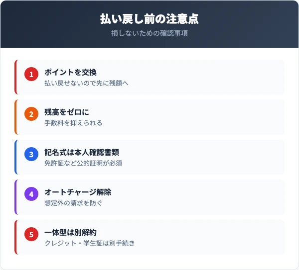 交通系ICカード払い戻し前の注意点